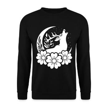 Deer Wild Floral Moon - Unisex Sweatshirt - black - Front - Alina (178cm) & Michal (187cm)