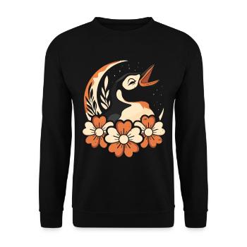 Penguin Wild Flowers Floral Moon - Unisex Sweatshirt - black - Front - Alina (178cm) & Michal (187cm)