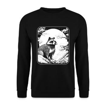 Waschbär Japan Cherry Blossom Moon - Unisex Pullover - Schwarz - Vorne - Alina (178cm) & Michal (187cm)