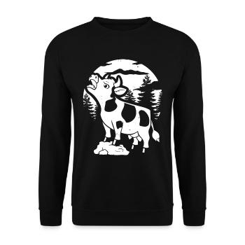 Kuh Landwirt Viehzucht Moon Howling - Unisex Pullover - Schwarz - Vorne - Alina (178cm) & Michal (187cm)