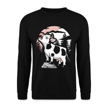 Kuh Landwirt Viehzucht Moon Howling - Unisex Pullover - Schwarz - Vorne - Alina (178cm) & Michal (187cm)