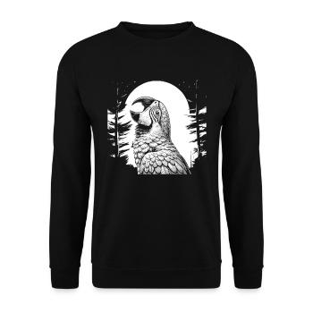 Perroquet Lune Hurlement - Sweat-shirt Unisexe - noir - Devant - Alina (178cm) & Michal (187cm)