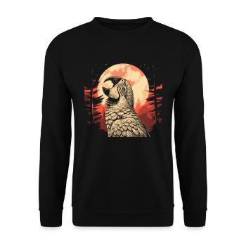 Perroquet Lune Hurlement - Sweat-shirt Unisexe - noir - Devant - Alina (178cm) & Michal (187cm)
