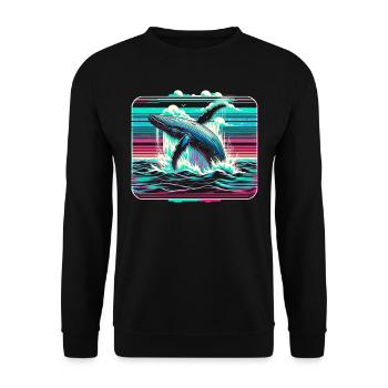 Baleine à bosse sauteuse baleine océan nuit tenue - Sweat-shirt Unisexe - noir - Devant - Alina (178cm) & Michal (187cm)