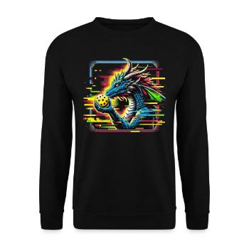 Pickleball-Enthusiast, Drachenliebhaber, Paddelspo - Unisex Pullover - Schwarz - Vorne - Alina (178cm) & Michal (187cm)