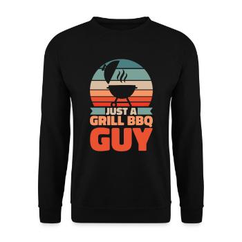 Bbq Grillen Just A Grill Bbq Guy - Unisex Pullover - Schwarz - Vorne - Alina (178cm) & Michal (187cm)