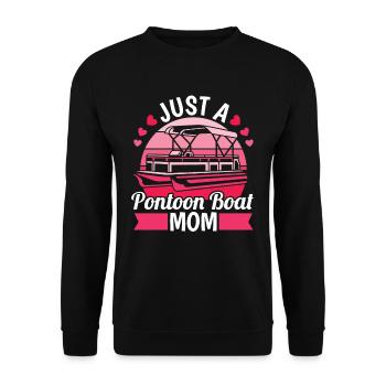 Pontonboot Just A Pontoon Boat Mom - Unisex Pullover - Schwarz - Vorne - Alina (178cm) & Michal (187cm)
