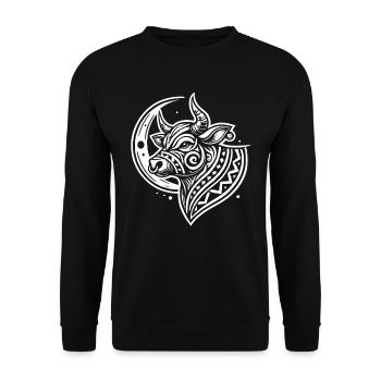 Kuh Landwirt Viehzucht Moon Phases - Unisex Pullover - Schwarz - Vorne - Alina (178cm) & Michal (187cm)