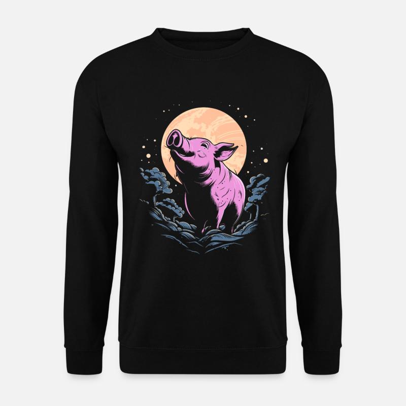 Pig Pig Farmer Moon Howling - Unisex Sweatshirt - black