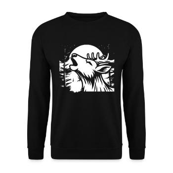 Cerf Lune Hurlement - Sweat-shirt Unisexe - noir - Devant - Alina (178cm) & Michal (187cm)