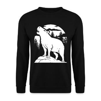 Capybara Wasserschwein Moon Howling - Unisex Pullover - Schwarz - Vorne - Alina (178cm) & Michal (187cm)