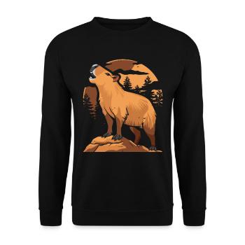 Capybara Wasserschwein Moon Howling - Unisex Pullover - Schwarz - Vorne - Alina (178cm) & Michal (187cm)