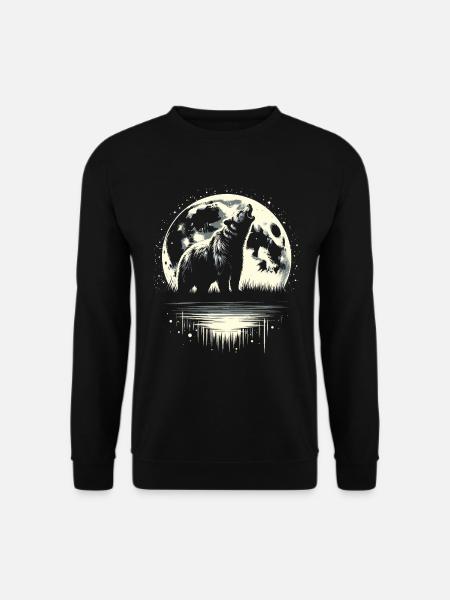 Bear Brown Bear Moon Howling - Unisex Sweatshirt - black