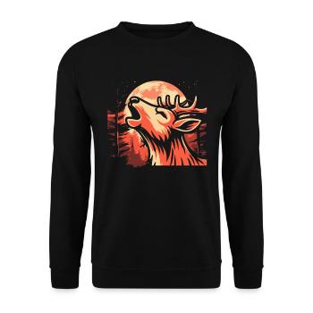 Cerf Lune Hurlement - Sweat-shirt Unisexe - noir - Devant - Alina (178cm) & Michal (187cm)