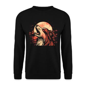 Australian Shepherd Moon Howling - Unisex Pullover - Schwarz - Vorne - Alina (178cm) & Michal (187cm)
