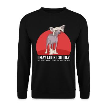 Chinese Crested Dog Chinese Crested Gift - Unisex Sweatshirt - black - Front - Alina (178cm) & Michal (187cm)