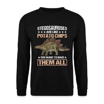 Stegosaurus Dinos Dinosaurier Geschenk - Unisex Pullover - Schwarz - Vorne - Alina (178cm) & Michal (187cm)