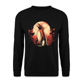 Pingouin Lune Hurlement - Sweat-shirt Unisexe - noir - Devant - Alina (178cm) & Michal (187cm)