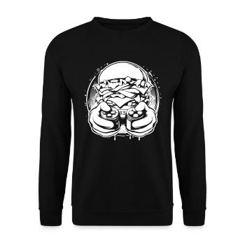 Gamer Gaming Burger Gaming Controller - Unisex Pullover - Schwarz - Vorne - Alina (178cm) & Michal (187cm)