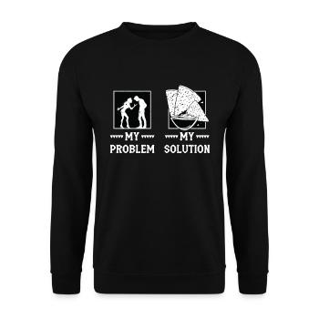 Nachos Enthusiast My Problem My Pictogram Dad Mom - Unisex Pullover - Schwarz - Vorne - Alina (178cm) & Michal (187cm)