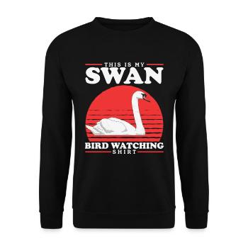 Schwan Schwäne Schwanenliebhaber Geschenk - Unisex Pullover - Schwarz - Vorne - Alina (178cm) & Michal (187cm)
