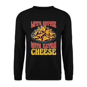 Nachos Life's Better With Extra Cheese Taco Lover - Unisex Sweatshirt - black - Front - Alina (178cm) & Michal (187cm)