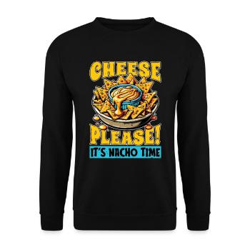 Nachos Cheese Please It's Nacho Time Food Lover - Unisex Sweatshirt - black - Front - Alina (178cm) & Michal (187cm)