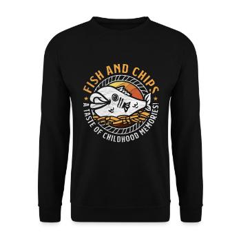 Fish And Chips A Taste Of Childhood British Food - Unisex Pullover - Schwarz - Vorne - Alina (178cm) & Michal (187cm)