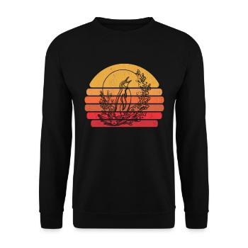 Pinguin Japan Cherry Blossom Moon - Unisex Pullover - Schwarz - Vorne - Alina (178cm) & Michal (187cm)