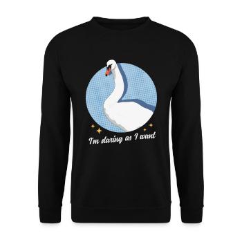 Schwan Schwäne Schwanenliebhaber Geschenk - Unisex Pullover - Schwarz - Vorne - Alina (178cm) & Michal (187cm)