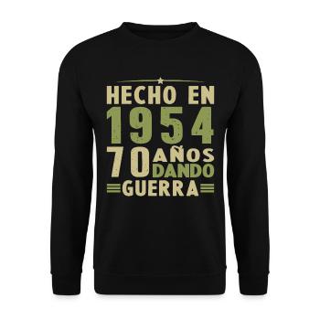 Hergestellt im Jahr 1954 70 Jahre altes Geburtstagsgeschenk - Unisex Pullover - Schwarz - Vorne - Alina (178cm) & Michal (187cm)