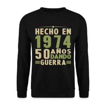Hergestellt im Jahr 1974 50 Jahre Geburtstagsgeschenk - Unisex Pullover - Schwarz - Vorne - Alina (178cm) & Michal (187cm)