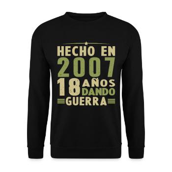 Hergestellt im Jahr 2007 Geburtstagsgeschenk - Unisex Pullover - Schwarz - Vorne - Alina (178cm) & Michal (187cm)