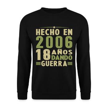 18 Jahre altes Geburtstagsgeschenk aus dem Jahr 2006 - Unisex Pullover - Schwarz - Vorne - Alina (178cm) & Michal (187cm)