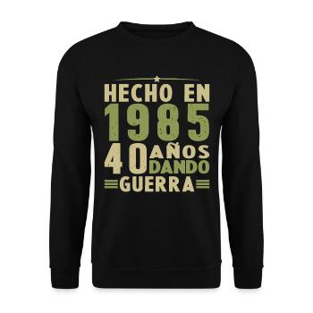 Hergestellt im Jahr 1985 Geburtstagsgeschenk - Unisex Pullover - Schwarz - Vorne - Alina (178cm) & Michal (187cm)