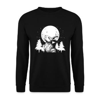 Bunny Rabbit Moon Howling - Unisex Sweatshirt - black - Front - Alina (178cm) & Michal (187cm)