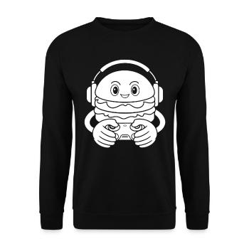 Gamer Gaming Burger Gaming Controller - Unisex Pullover - Schwarz - Vorne - Alina (178cm) & Michal (187cm)