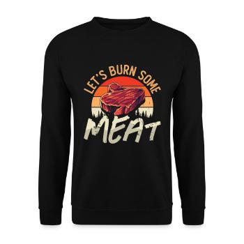 Pulled Pork BBQ Let's Burn Some Meat Pork BBQ - Unisex Sweatshirt - black - Front - Alina (178cm) & Michal (187cm)