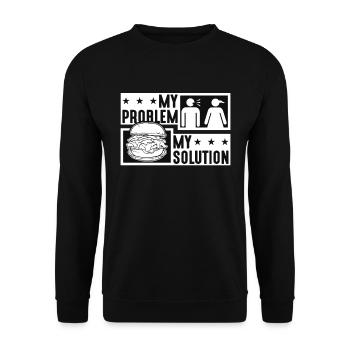 Pulled Pork BBQ My Problem My Pictogram Mom Dad - Unisex Pullover - Schwarz - Vorne - Alina (178cm) & Michal (187cm)