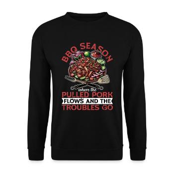 Pulled Pork BBQ Season Where The Pulled Grilling - Unisex Sweatshirt - black - Front - Alina (178cm) & Michal (187cm)