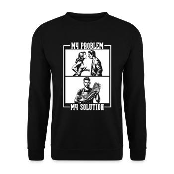Côtes levées Barbecue Mon problème Mon pictogramme Papa Maman - Sweat-shirt Unisexe - noir - Devant - Alina (178cm) & Michal (187cm)
