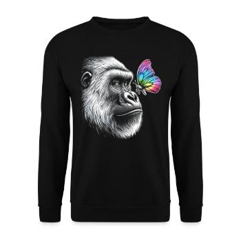 Gorille papillons Animal Faune Gardien de zoo - Sweat-shirt Unisexe - noir - Devant - Alina (178cm) & Michal (187cm)