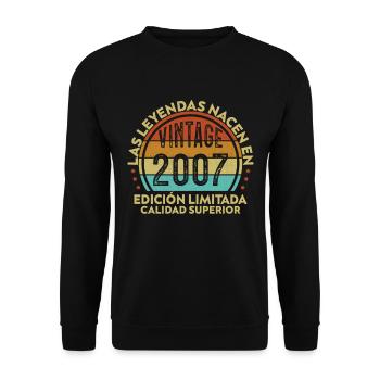Geboren 2007 Geburtstagsgeschenk - Unisex Pullover - Schwarz - Vorne - Alina (178cm) & Michal (187cm)