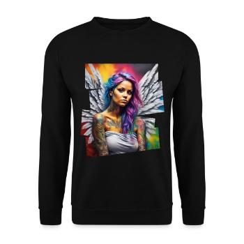 Modern Day Angel. - Unisex Sweatshirt - black - Front - Alina (178cm) & Michal (187cm)