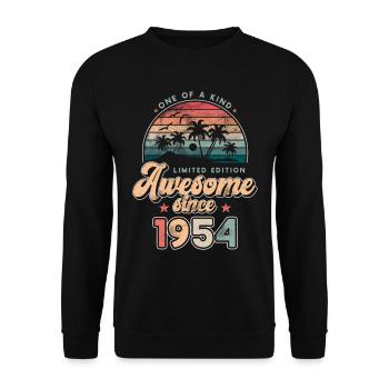 Birthday 1954 Palm Trees - Unisex Sweatshirt - black - Front - Alina (178cm) & Michal (187cm)