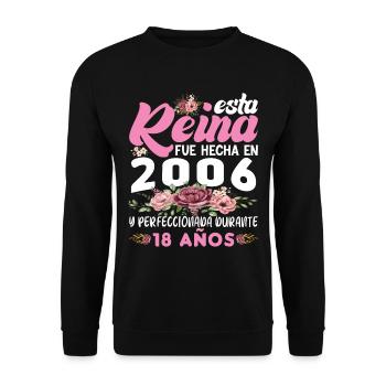 18 Jahre altes Geburtstagsgeschenk Frau Made in 2006 - Unisex Pullover - Schwarz - Vorne - Alina (178cm) & Michal (187cm)