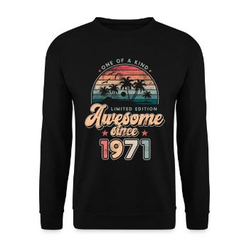 Anniversaire 1971 Palmiers - Sweat-shirt Unisexe - noir - Devant - Alina (178cm) & Michal (187cm)