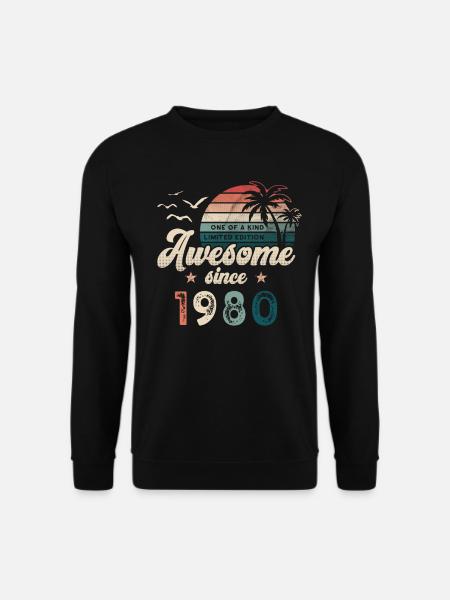 Geburtstag 1980 Palmen - Unisex Pullover - Schwarz