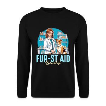 Médecine vétérinaire Fur-st Aid Specialist Vet Tech - Sweat-shirt Unisexe - noir - Devant - Alina (178cm) & Michal (187cm)