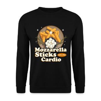 Mozzarella Sticks Käseliebhaber Geschenk - Unisex Pullover - Schwarz - Vorne - Alina (178cm) & Michal (187cm)